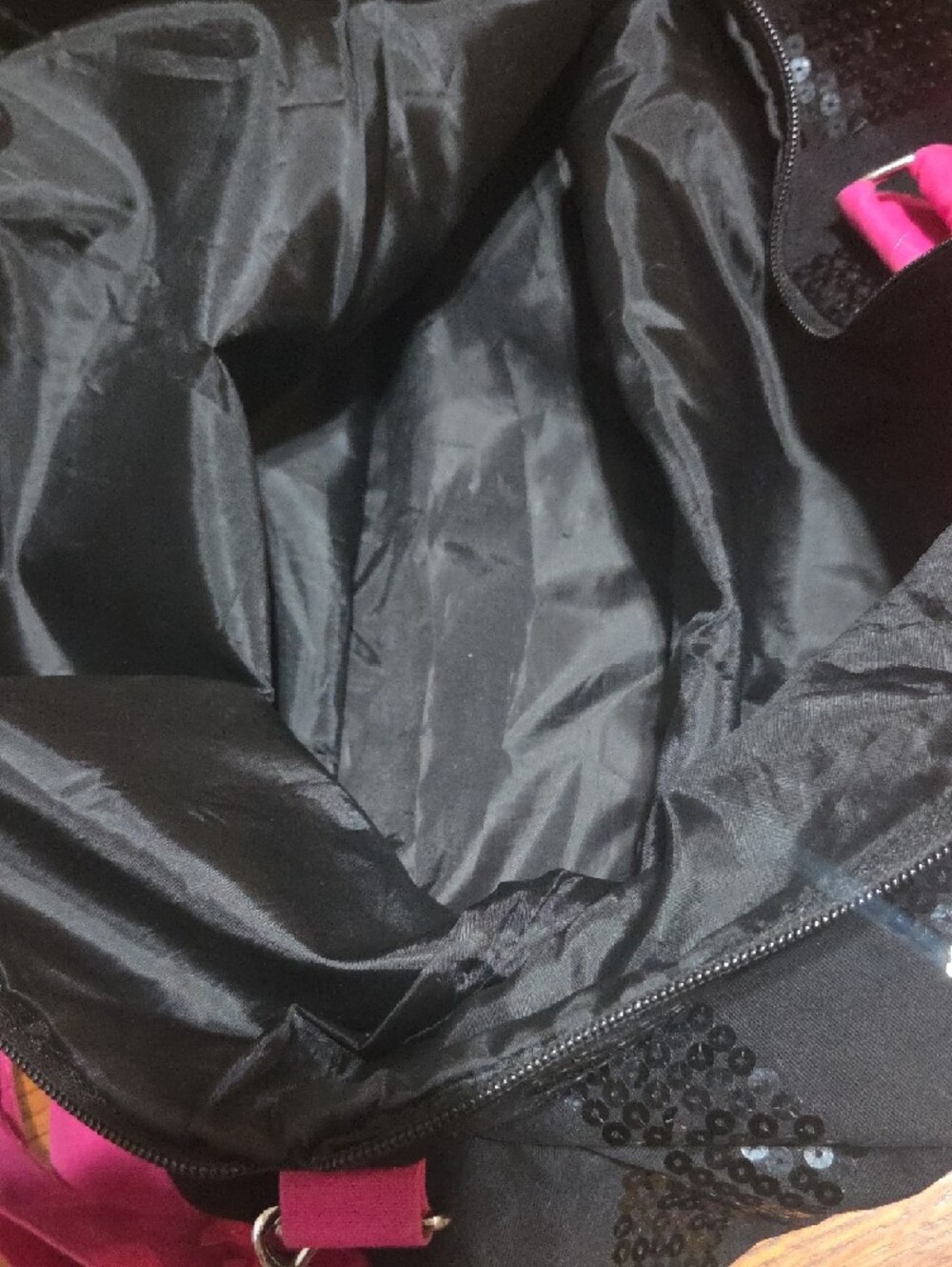 Victoria's Secret Black Sequin Tote with Hot Pink Accents - Picture 11 of 13